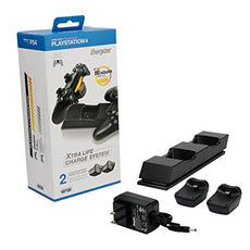 PDP Energizer 2X Extra Life Charge System For PS4, Officially Licensed By Energizer + 2x Energizer PS4 Recharger Packs Included (Up to 16 Hours Game Play)