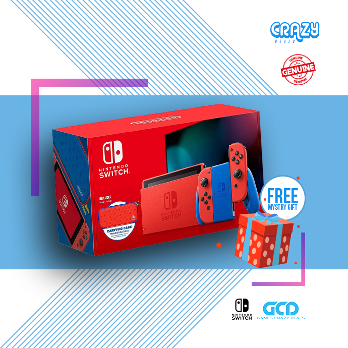 Nintendo Switch Console Mario Red Blue Special Edition (Export Set) Free Mystery Gift